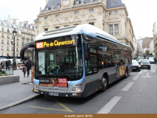 MAN hybride n°4176 repelliculé en livrée IDFM sur le 85