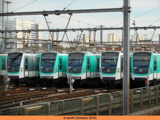 Brochette de MF01 livrées RATP et STIF
