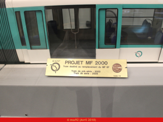 Plaque descriptive du projet MF01 (maquette exposée à la maison de la RATP)