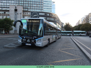 Urbanway 12 hybride n°6192 sur le 92, en livrée IDFM et avec girouette à diodes blanches